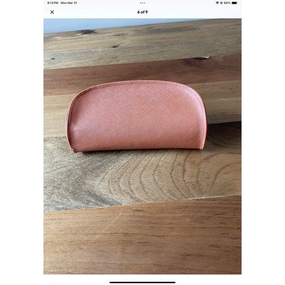 Tony Burch Semi-Hard Sunglasses Case with Magnetic Closure Orange W/Gold Logo - Picture 6 of 9